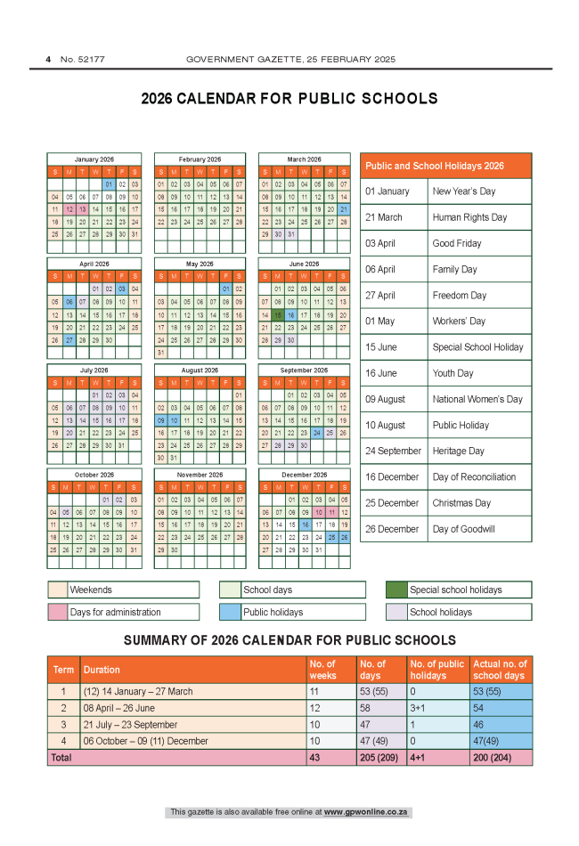 2026 School Calendar